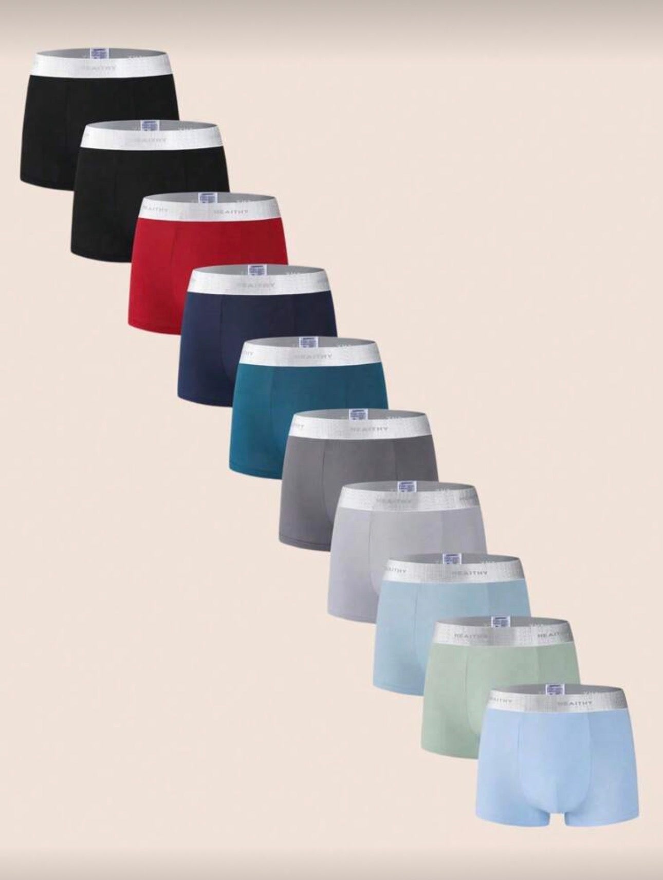 Manfinity Underwear&Sleepwear Basics 10pcs/Set Men Simple Color Block Waist Band Boxer Briefs  Multipack Underwear